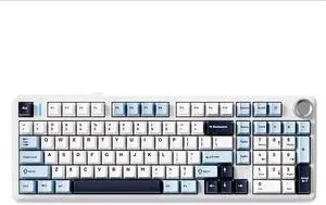 Aula F99 Pro Cherry Profile Mechanical Keyboard, Triple Mode Connected RGB Backlit Gaming Keyboard with Numpad and Knob for Gaming and Office(White with Blue and Black)