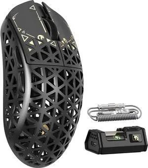 MAMBASNAKE M5 Ultra Carbon Fiber Mouse, 39g Superlight, 42000DPI, PAW3950MAX Sensor, Nordic 52840 Chip, Coiled Cable for PC/Mac (Black)