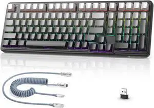 ATTACK SHARK X98 Wireless Mechanical Keyboard with Numpad,Gasket Mount Hot-Swap Pre-lubed Linear Switch,BT 5.0/2.4G/Wired,RGB Backlit Computer Gaming Keyboards for PC/Tablet/PS5/Xbox-Moonlight