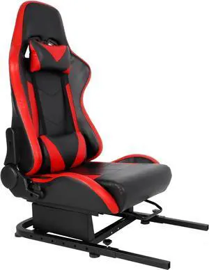Marada Racing Simulator Cockpit Frame with Bolts&Red Seat Suitable for Dardoo/Supllueer/Anman,Compatible Adjustable Portable Real Driving Flying Sim Gaming Stand&Split Rear Chair Cockpit