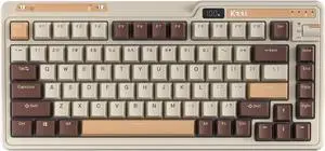 KZZI K75 PRO RGB 75% Wireless Gasket Mechanical Keyboard, Triple Mode BT 5.0/2.4G/USB-C 82 Keys Hot Swappable Gaming Keyboard w/Knob & Power Display, Custom Linear Switches, Mousse Brown