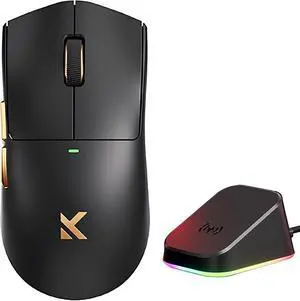 Hyekit MCHOSE K7 Ultra Wireless Esports Gaming Mouse with Magnetic Charging Dock, PAW3950 Optical Sensor, Dual 8K Polling, 42K DPI, 59g Lightweight, 5 Programmable Buttons, 130 Hr Battery (Black)