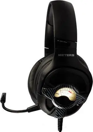 Meters Level-Up Gaming Headsets with RGB VU Virtual 7.1 Surround Sound, 50mm Drivers & Detachable Mic - USB Gaming Headphones Compatible with PC, Laptop & PS4 - Zero Latency (Carbon)