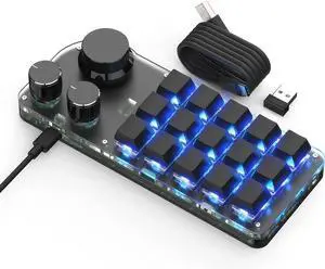 USB Mini Macro Mechanical Gaming Keyboard, Programming KeyPad with 3 Knobs, RGB LED KeyPad Macro Support One-Handed,OSU,One-Click Start DIY Hotkeys (15Key 2.4G) USB Mini Macro Mechanical Gaming Keyboard, Programming KeyPad with 3 Knobs, RGB LED KeyPad Macro Support One-Handed,OSU,One-Click Start DIY Hotkeys (15Key 2.4G)
