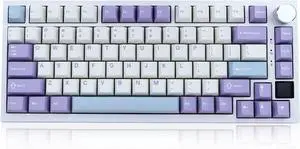 AJAZZ AK820 Pro 75% Gaming Keyboard, Triple Mode Connected RGB Backlit Mechanical Keyboard with TFT Smart Screen Display and Knob(White, Flying Fish Switch)
