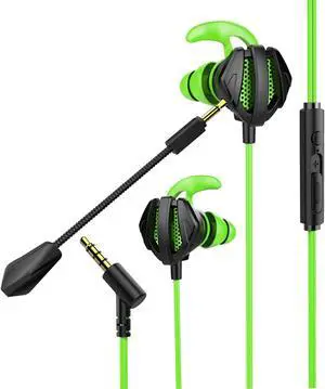 Gaming in-Ear Headset in-Line Controls Lightweight Wired Gaming Earbuds for Laptop Games - G9 Black Red/G9 Black Green (G6 Black Green)