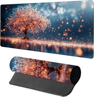 Tree Mouse Pad, Gaming Mouse Pad 48x24in, Desk Mat with Stitched Edges, Large Mousepad Waterproof, Gaming Accessories Keyboard Mat, Office Desk Accessories, for Gamer Computer Office Home, Pink W-5520