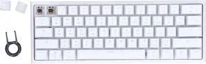 Mini Mechanical Gaming Keyboard, Backlight Ergonomic Game Keyboard with Long Type C USB Cable, Easy to Carry, for PC/ Gamer, Typist, Travel(white2)