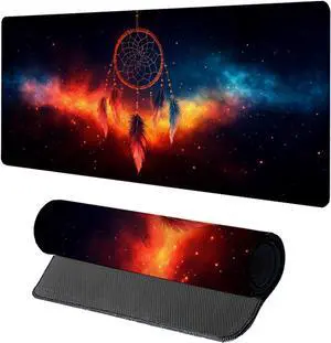 Feather Gaming Mouse Pad, Mouse Pad 40x20in, Large Desk Mat with Non-Slip Rubber Base, Office Desk Accessories, Large Extended Gaming Keyboard Mat, Big Mousepad for Computer Gamer Office, Black 1-4492