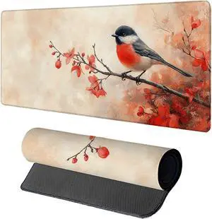 Bird Gaming Mouse Pad, Mouse Pad 40x20in, Large Desk Mat with Non-Slip Rubber Base, Office Desk Accessories, Large Extended Gaming Keyboard Mat, Big Mousepad for Computer Gamer Office, Pink I-2892