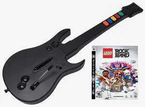 Wireless Guitar Controller for use with PS3 and PC (Compatible with Rock Band & Guitar Hero Games) + Lego Rock Band Video Game Bundle Set PC