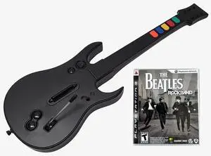 Wireless Guitar Controller for use with PS3 and PC (Compatible with Rock Band & Guitar Hero Games) + The Beatles Rock Band Video Game Bundle Set PC
