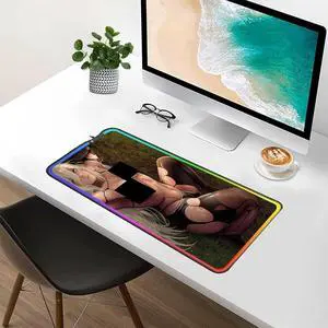 RGB Mouse Pad Sexy Anime Gaming LED Mouse Pad Sexy Butt Breasts Chest Gaming Accessories Laptop Colorful Keyboard Gaming Desktop Carpet Pad (39.37x19.68 inche)