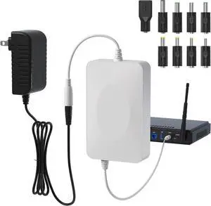 15000mAh 9V Rechargeable Polymer Battery Pack for LED Strip, CCTV Camera and More, Portable UPS Battery Backup DC 9V/2A Output with 2A Charger, 9 DC Port, White