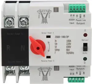 Dual Power Automatic Transfer Switch Uninterrupted 2 Way Controller ZGQ5-100/2/4P 220/400V (Color : Type A)