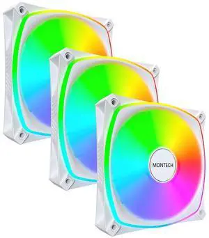 MONTECH AX120 PRO AX120PW3IN1 High Speed 1600PWM, Durable Rifle Bearing Fan, 3 in 1 Pack (White)