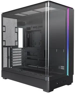 MONTECH KING 45 KING45B ATX PC Case, Curved Panoramic Glass, Chimney Airflow, 360mm Radiator Support (Black)