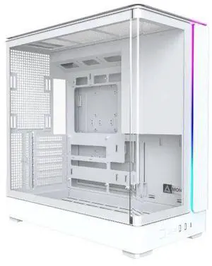MONTECH KING 45 KING45W ATX PC Case, Curved Panoramic Glass, Chimney Airflow, 360mm Radiator Support (White)