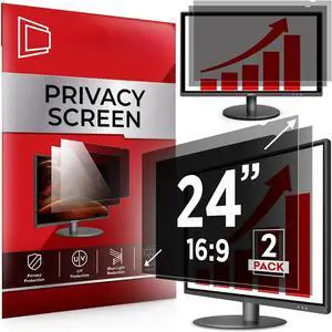 24 Inch 16:9 [2 Pack] Computer Privacy Screen Filter for Monitor - Privacy Shield and Anti-Glare Protector