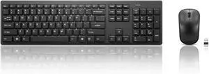 Wireless Keyboard and Mouse Combo  Cordless Set with Spill Resistant Quiet Keys  3-Zone Keyboard - Black