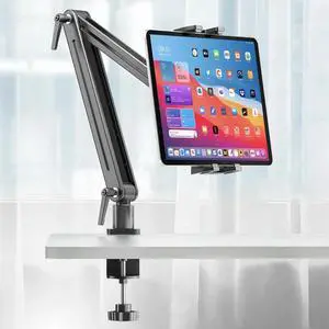 Portable Monitor Stand Desk Mount - Large Clamp Support up to 18.5 inch 360° Rotating Base Swivel Tall Desk Arm Holder for iPad Air/Pro/Mini
