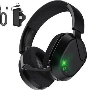 Bluetooth 6.0 Gaming Headphones Foldable, 3D Surround Sound, 45H Battery - Black