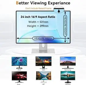 [2-Pack] 24 Inch Computer Blue Light Blocking Screen Protector for 16:9 Widescreen Monitor, Anti Glare Anti-UV Eye Protection Desktop PC LED Monitor Filter, Removable Anti-Scratch Screen Film 24in