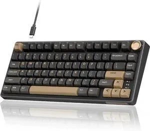 Mechanical Gaming Keyboard Custom Gasket Mount with MDA Profile PBT Keycaps, QMK/VIA, Hot Swappable Silver Switch, Black