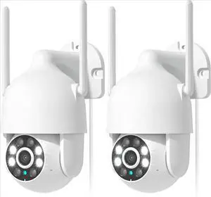 2K Security Cameras Outdoor, 360°Pan-Tilt View 2.4G/5G WiFi Security Camera with Motion Tracking, Spotlight & Siren, 2-Way Audio, Waterproof (2 Pack)