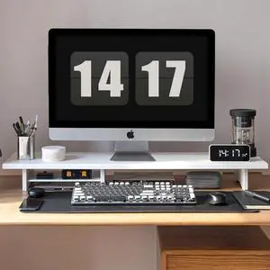 2-Tier Desk Monitor Riser for 2 Monitors, Supports for PC Computer Monitor, Printer, Heavy TV Riser up to 300 lbs, White