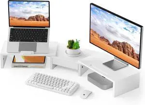 Dual Monitor Stand Riser - Computer Monitor Stand for 2 MonitorsOffice Desktop OrganizerAdjustable Length