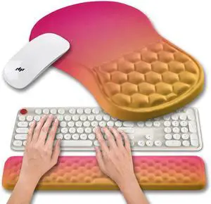 2 in 1 Ergonomic Mouse Pad Wrist Support & Wrist Rest, with Relieve Carpal Tunnel Pain Massage Bulge