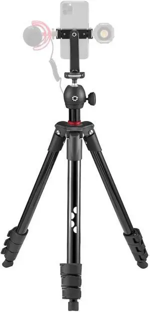Compact Light Kit, Smartphone/Camera Tripod with Ball Head, Universal Smartphone Holder, Black, 1.5 Kg Capacity