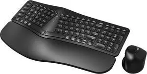 Wireless Keyboard Mouse Combo, Bluetooth/2.4G Split Design Keyboard with Palm Rest and 4 Level DPI Adjustable