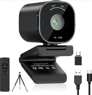 4K USB Webcam with 4 Noise-Canceling Mics, 50-92 FOV, Built-in OSD & Privacy Cover, Plug & Play