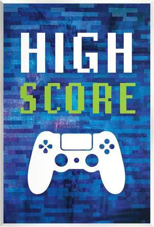 Pixel Style Gaming Controller Typography Wood Wall Art, Design By Victoria Barnes