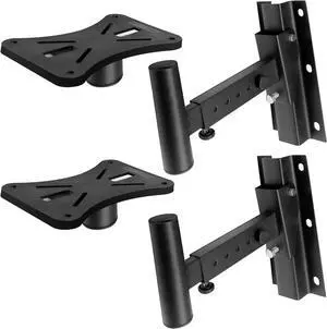 Mount Speaker Bracket Stands-Dual Universal w/ 12.5'' Distance from Wall, 90°-30° Angle, Tilt, Rotation Adjustment & Solid-Steel Pin Serves as Safety-Stop (Pair) PSTNDW15