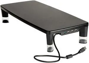 forAdjustable Monitor Stand with 4-Port USB Hub Black Great for Computer Monitors Laptops TVs Speakers Printers and More