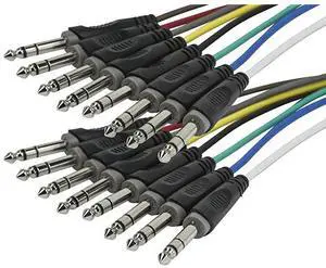 for8Channel 14 Inch TRS Male to 14 Inch TRS Male Snake 26AWG Cable CD 6 Meter 20 Feet with 8 Balanced MonoUnbalanced Stereo Lines