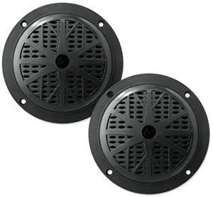 FOR 525 Inch Dual Marine Speakers 2 Way Waterproof and Weather Resistant Outdoor Audio Stereo Sound System with 100 Watt Power Polyprone Cone and Cloth Surround 1 Pair PLMR51B Black