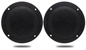 FOR 4 Inches  Waterproof Marine Ceiling Flush Wall Mount Speakers with 160 Watts Power Handling for Kitchen Bathroom Boat Car Motorcycle Cloth Surround and Low Profile Design 1 Pair Black
