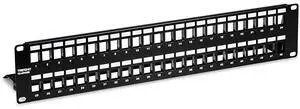 48-Port Blank Keystone Shielded 2U HD Patch Panel, TC-KP48S, 2U 19 Metal Rackmount Housing, Network Management Panel, Recommended with TC-K06C6A Cat6A Keystone Jacks (Sold Separately)