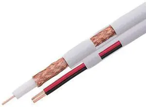 FOR-250FT White Bulk Siamese RG59U Cable 20AWG + 182AWG 95 Shielding CCTV Video Wire