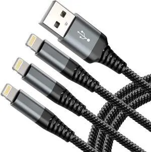 10 Ft iPhone Charger Cord Long,3Pack Certified Lightning Cable 10 Feet,Braided USB Charging Cord Compatible with for iPhone 11 / Pro Max/X/Xs Max/Xr /8 Plus/ 7 Plus/ 6S Plus / 6 Plus/iPad Mini/Air