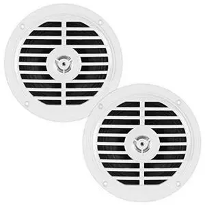 FOR 525 Inch Dual Marine Speakers 2 Way Waterproof and Weather Resistant Outdoor Audio Stereo Sound System with 100 Watt Power Polyprone Cone and Cloth Surround 1 Pair PLMR57W White