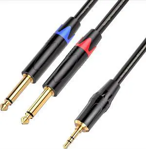 18 TRS Stereo to Dual 14 TS Mono YSplitter Cable 35mm Mini Jack Aux to Quarter inch 635mm Jack Stereo Breakout Cord 66 feet 18 TRS Stereo to Dual 14 TS Mono YSplitter Cable 35mm Mini Jack Aux to Quarter inch 635mm Jack Stereo Breakout Cord 66 feet