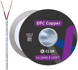 16Gauge AWG  Speaker Wire OFC OxygenFree Copper 999 Cable CL3CL2 Rated inWall for HiFi Systems Mixer Amplifiers AV receivers Home Theater Car Audio System 100 FT White