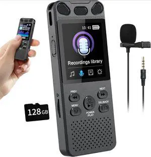 160GB Digital Voice Recorder with Playback - 110 Hours Ultra-Long Continuous Recording, 1536Kbps Voice Activated Audio Recorder with External Microphone for Lecture Interview Meeting