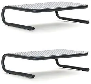 2METMONSTBLK Metal Monitor Stand Monitor Riser for Computer Laptop Desk iMac 2Pack Black