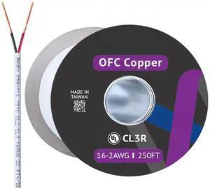 for 16-Gauge AWG JAVEX Speaker Wire OFC Oxygen-Free Copper 99.9% Cable CL3/CL2 Rated in-Wall for Hi-Fi Systems Mixer Amplifiers AV receivers Home Theater Car Audio System 250 FT White